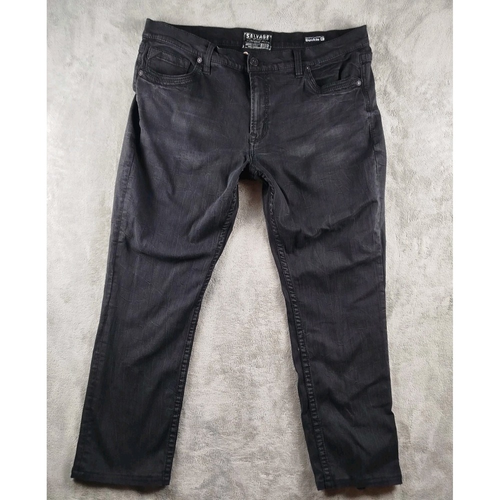 Buckle Salvage Mayhem Straight Regular Jeans Stretch Denim 40Rx29 Mens‎ Black
